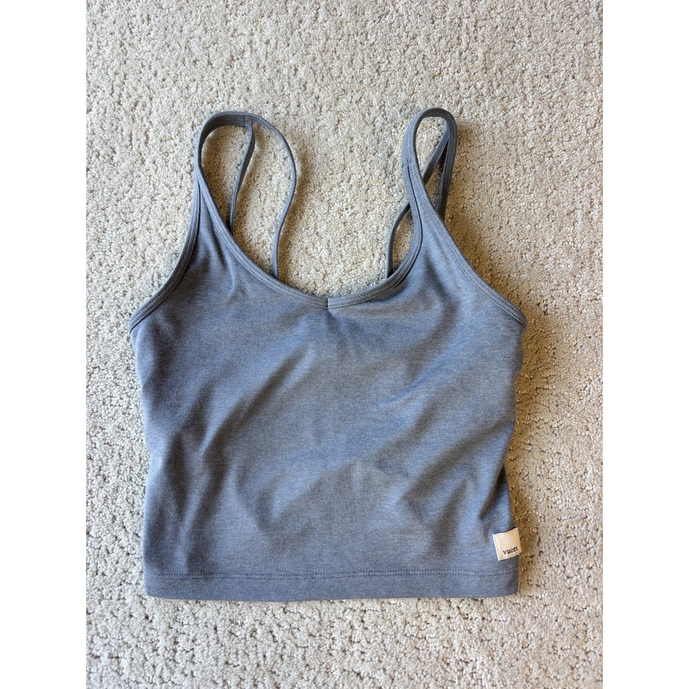 Vuori Performance Halo Crop Tank Top Women Sz XSYoga Run Gym Active Gray